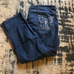 Woman’s plus size jeans w/embroidered butterflies